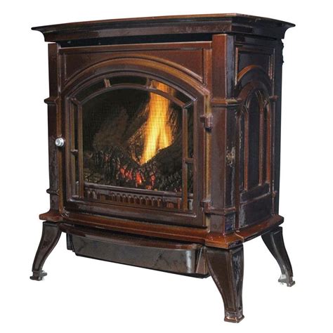 Ashley Hearth Products 31,000 BTU Vent Free Mahogany Enameled Porcelain Cast Iron LP Gas Stove ...