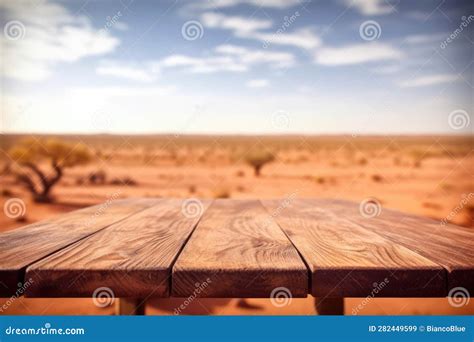 The Empty Wooden Table Top with Blur Background of Australian Outback. Exuberant. Stock ...