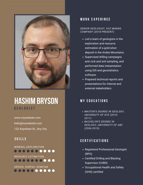 Geologist Resume Template 2023 - Download In PDF