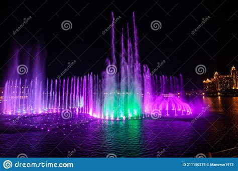 Dubai, UAE - Feb 5, 2020: Fountain at Dubai`s the Pointe at Palm Jumeirah Confirmed As Largest ...