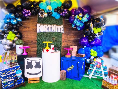 Fortnite set up decor | 6th birthday parties, Boy birthday, 4th birthday