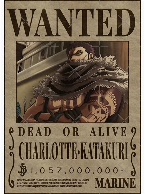 "Charlotte Katakuri Wanted One Piece Katakuri Bounty Poster" Sticker for Sale by OnePieceWanted ...