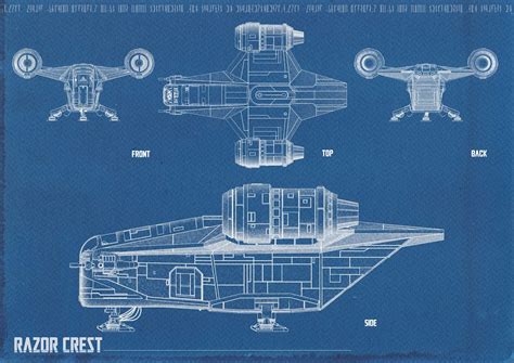 Genuine Cyanotype Plan the Mandalorian Razor Crest Blueprint | Etsy