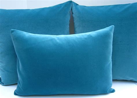 Turquoise pillow lumbar pillow cover velvet by JoJosArtisticDesign