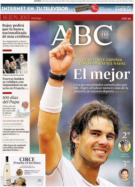 Spanish newspaper ABC names Rafael Nadal the best athlete in Spain’s history | Rafael Nadal Fans