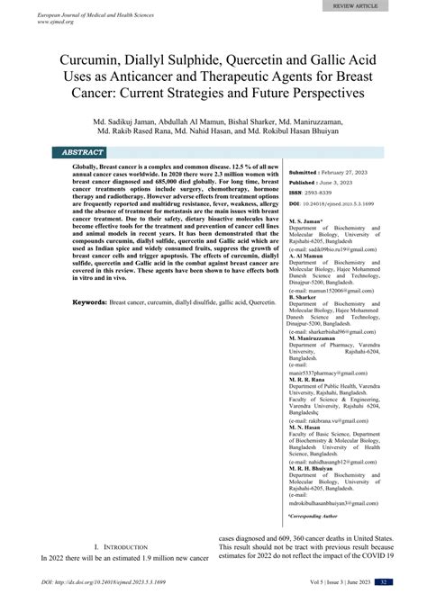 (PDF) Curcumin, Diallyl Sulphide, Quercetin and Gallic Acid Uses as ...