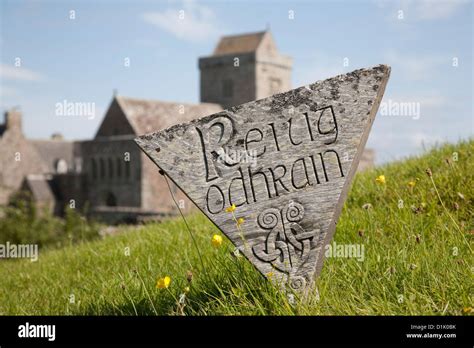 Sign at Iona Abbey, Scotland, UK Stock Photo - Alamy