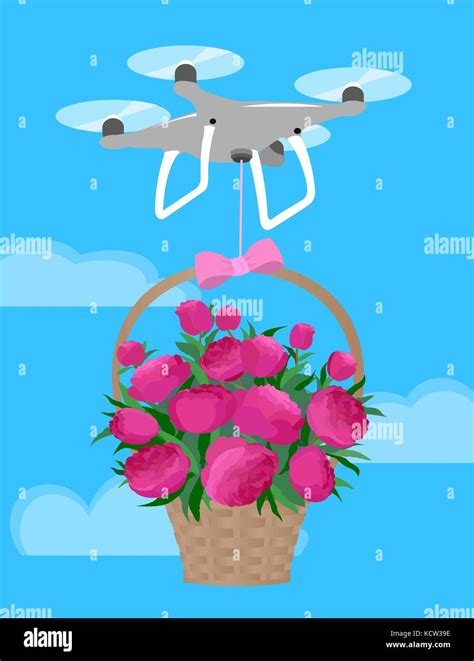 Basket of peonies Stock Vector Images - Alamy