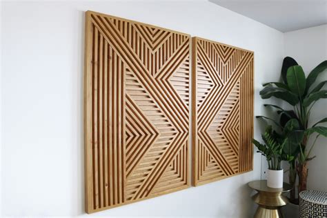 Set of 2 modern accommodated wood art - Wood Wall Art, Wall Sculpture, Modern Wood Art, Wall ...