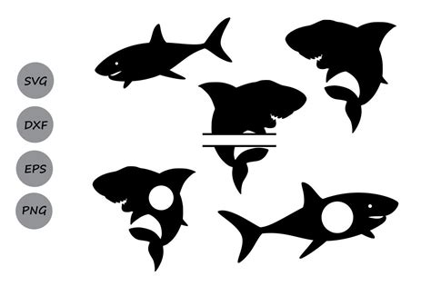 Shark svg silhouette, shark monogram svg, Shark Silhouette. By CosmosFineArt | TheHungryJPEG