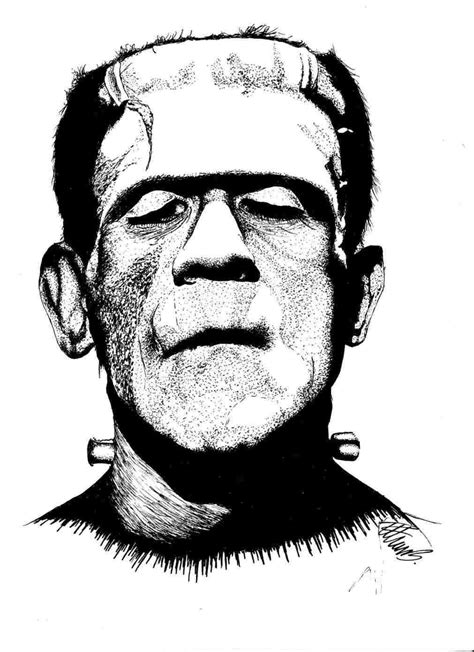 Frankenstein Face Drawing at PaintingValley.com | Explore collection of ...