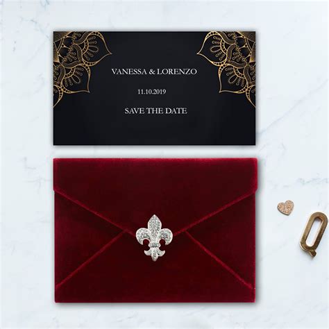 Invite your guest to a wedding ceremony or exclusive party with this luxury red velvet envelo ...