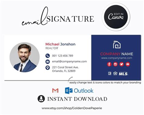 Create professional email signature in minutes! This email signature template is perfect for ...