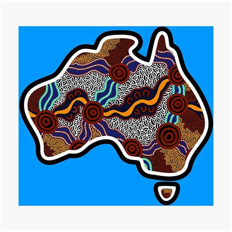 Authentic Aboriginal Art Australia Map Artwork Poster For Sale By HogarthArts Redbubble ...