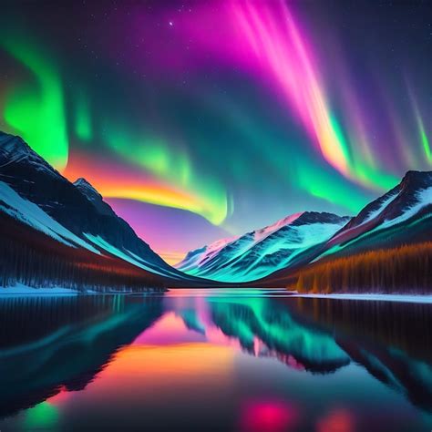 Premium AI Image | Colorful Aurora Borealis Northern Lights Streaming ...