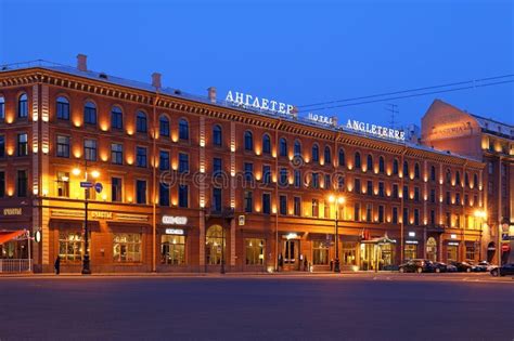 Angleterre Hotel on St. Isaac`s Square in St. Petersburg Editorial ...