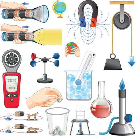 Science equipments on white background 7109354 Vector Art at Vecteezy