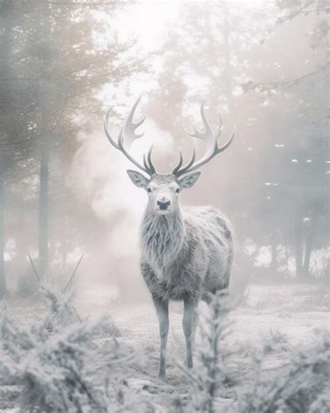 Premium AI Image | A deer in forest in snow winter