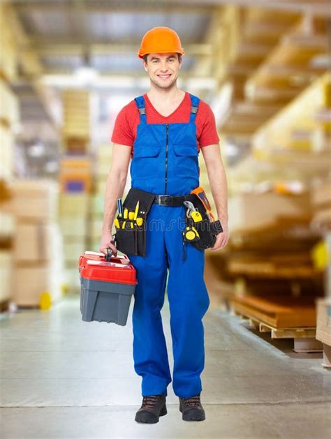 Handyman with Tools Full Portrait Stock Image - Image of contractor, protective: 31575167