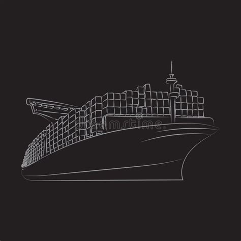 Cargo Ship with Outline Style for Your Design Stock Vector - Illustration of boat, industry ...