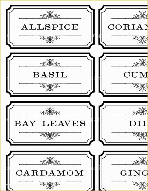 Spice Jar Label Template Free Of Black and White Spice and Herb Labels ...