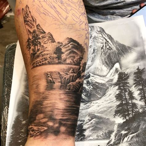 Mountain Scenery Tattoo | Scenery tattoo, Tattoos, Nature tattoos