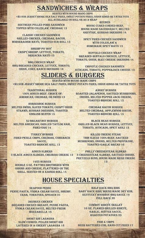 Menu - Explore Our Menu | The Horseshoe Tavern