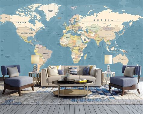 World Map Wallpaper Peel and Stick Wallpaper Self Adhesive - Etsy