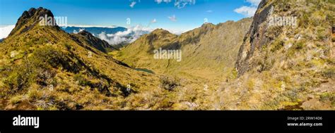 Panoramic photo of wilderness and hills near Mount Wilhelm, Papua New ...