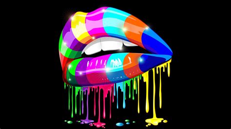 Download Paint Colorful Rainbow Artistic Lips HD Wallpaper