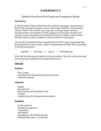 Synthesis of Urea from Silver Cyanate and Ammonium Chloride