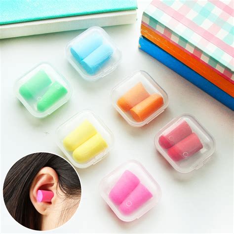 2 Pair Travel Sleep Noise Prevention Earplugs Noise Reduction For Outdoor Sleeping Soft Foam Ear ...