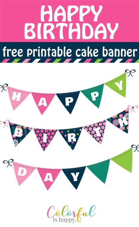 Free Printable Happy Birthday Cake Banner - Printable Word Searches