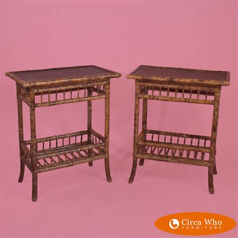 Pair of Burnt Bamboo Side Tables | Circa Who