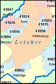 LETCHER County, Kentucky Digital ZIP Code Map