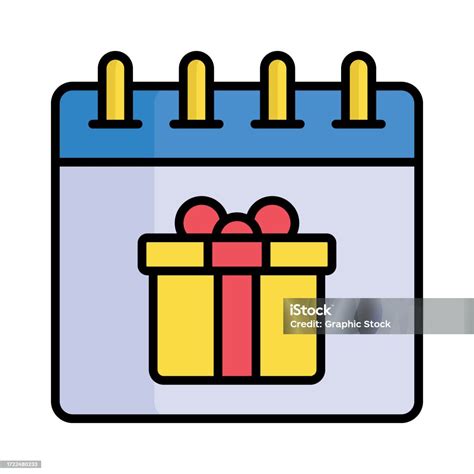 Gift Box On Calendar Showing Concept Vector Of Birthday Calendar Stock Illustration - Download ...