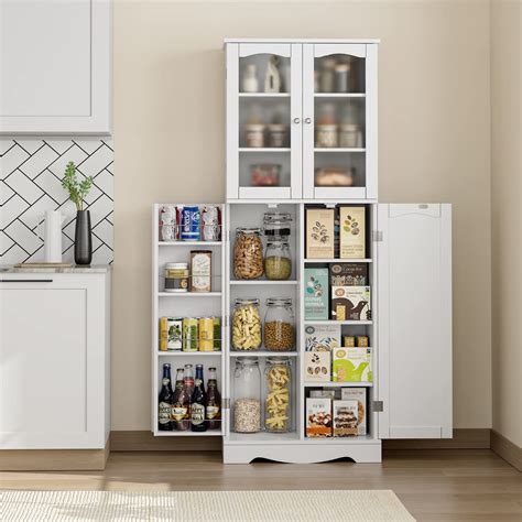 Buy HORSTORS 64" Pantry Cabinet, Kitchen Pantry Storage Cabinet, Food Pantry, Freestanding Tall ...