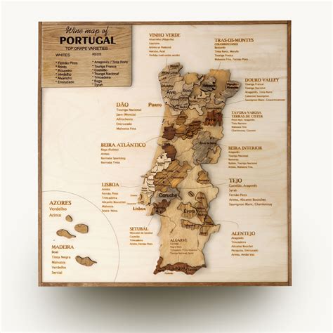 Portugal wine map, wall decor with wood - Wall Wood Art