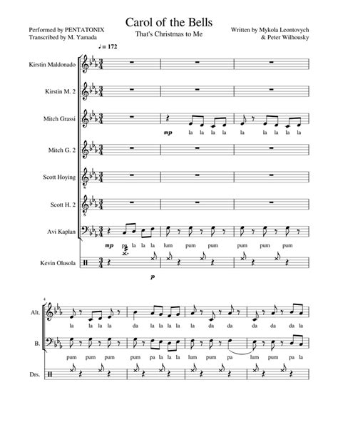 Carol of the Bells - Pentatonix Full Sheet Music Sheet music for Soprano, Alto, Tenor, Bass ...