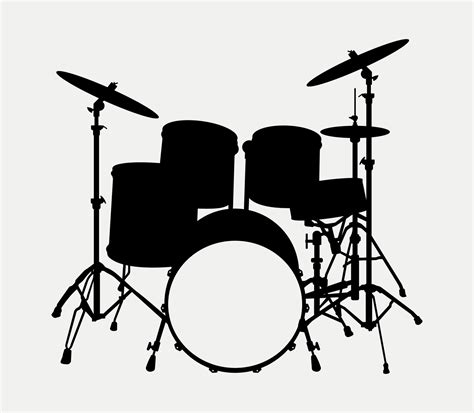 Acoustic Drum Kit Silhouette, Drum Set, Trap Set Percussion musical ...