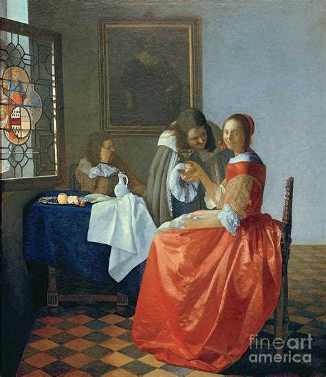 The Girl with the Wine Glass Painting by Jan Vermeer