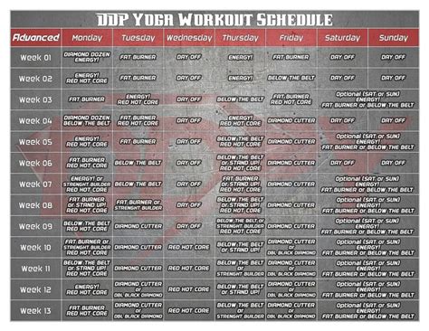 DDP Yoga Schedule Advanced | Ddp yoga, Workout schedule, Workout videos