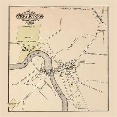 1876 Town Map of Vergennes Addison County Vermont - Etsy