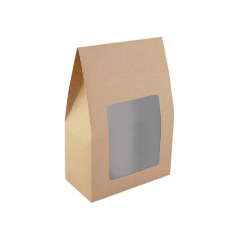 3 Paper Bags Natural With Window 16x23 Cm / Gift Bag With Opening, Kraft Cardboard Gift Box ...