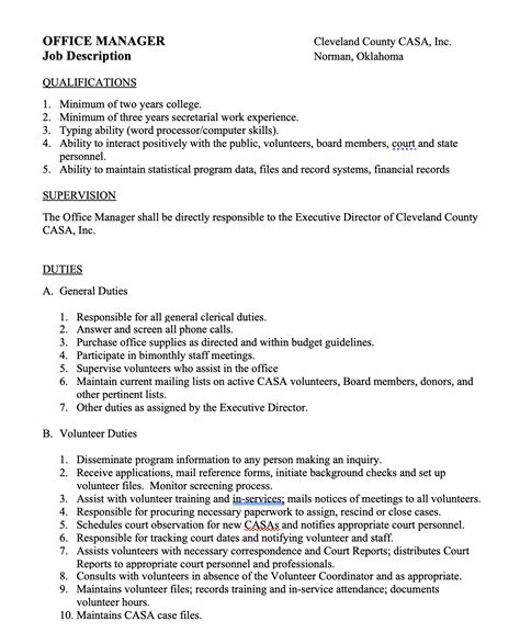 7 Free Job Description Template for Word Examples