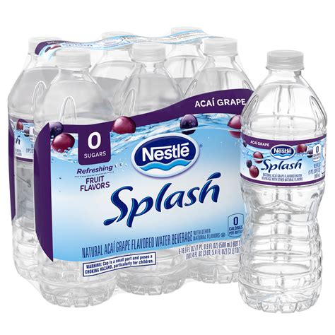 NESTLE SPLASH Water Beverage with Natural Fruit Flavor, Acai Grape Flavor, 16.9 fl oz. Plastic ...