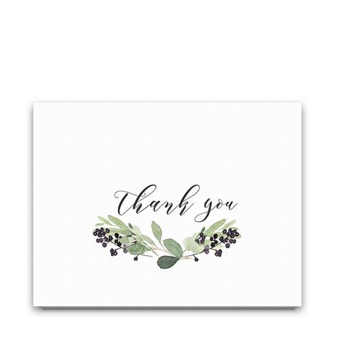 Greenery Wedding Thank You Card Purple Berry Watercolor