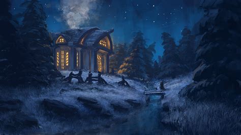 digital Art, Winter, Night, Landscape Wallpapers HD / Desktop and Mobile Backgrounds