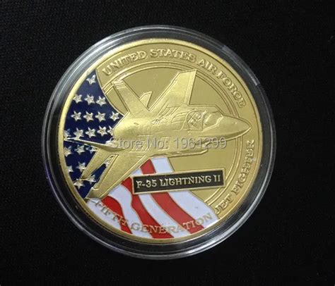 USAF Fighter F 35 Lightning II Gold Plated Coin UNITED STATES AIR FORCE ...