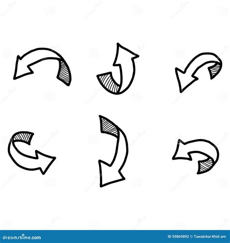 Illustration Vector Doodles Hand Drawn Curved Arrow with Shadow Stock ...